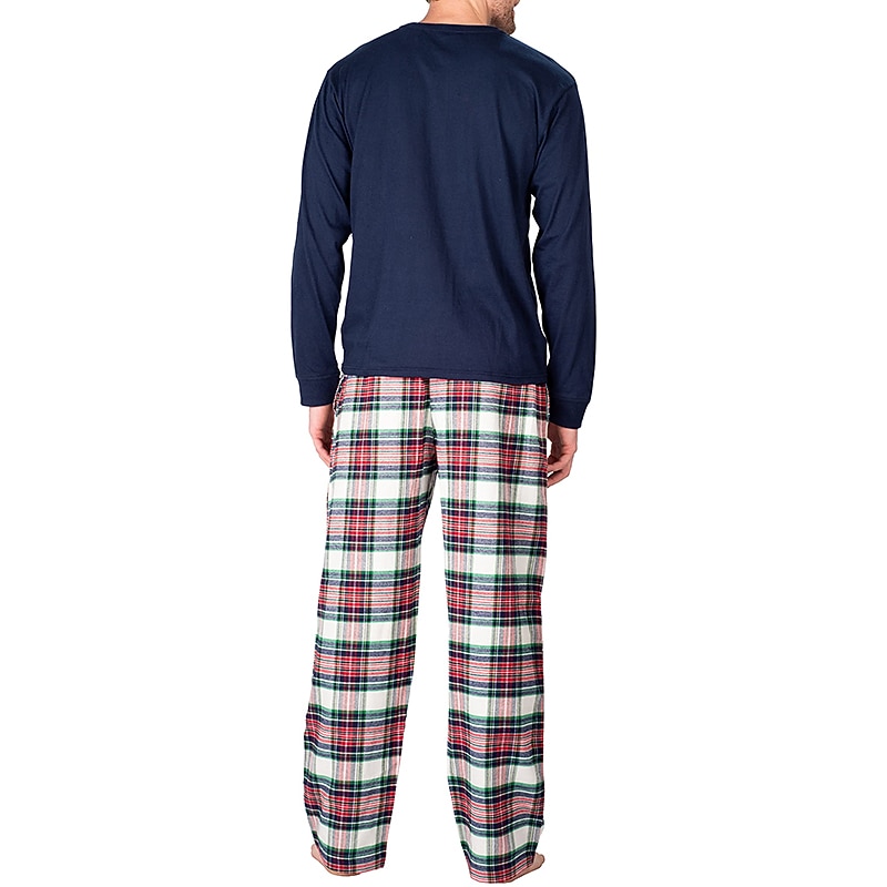 Per uomo loungewear Pigiami Set pigiama Top e pantalone del pigiama 2 pezzi A quadri Moda Informale Comoda Interni Giornaliero Misto cotone Comfort Henley Manica lunga maglietta Pantalone A del 2025 a $34.99 –P17