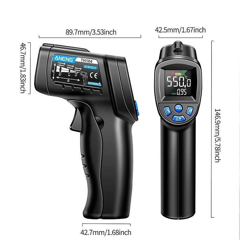2025年 1 個 -50c-550c (-58f-1022f) 非接触デジタル赤外線温度計銃温度計 lcd スクリーンパイロメート (バッテリーなし) コレクション – $27.99 –P11