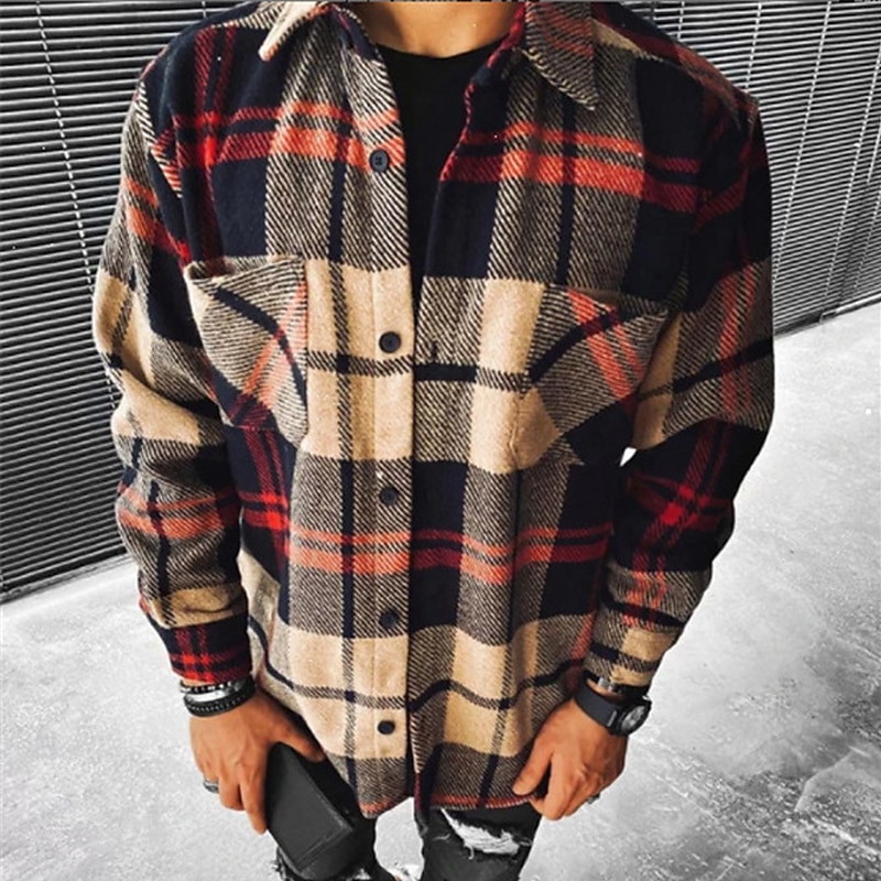 Per uomo Camicia Camicia di flanella Camicia a quadri Camicia con Bottoni Sopracamicia Giacca-camicia Quadri All'aperto Abbigliamento quotidiano Nero Giallo Rosso Cachi Manica Lunga Bavero Autunno del 2025 a $34.99 –P1