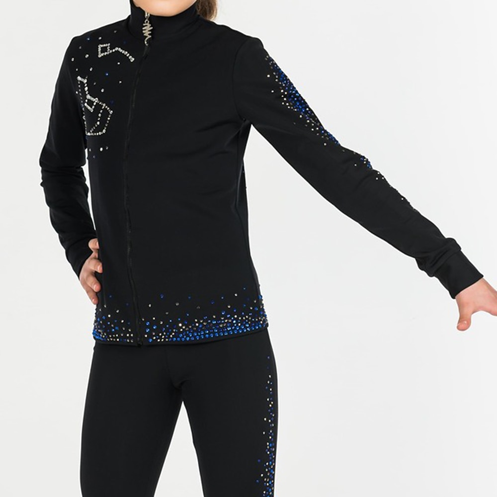 Fleecejack voor kunstschaatsen Dames Voor meisjes Schaatsen Jack Kleding Bovenlichaam Zwart Rekbaar Opleiding Wedstrijd Kunstschaatskleding Thermisch Warm Kristal / Bergkristal Lange mouw Schaatsen 2025 - $78.99 –P5