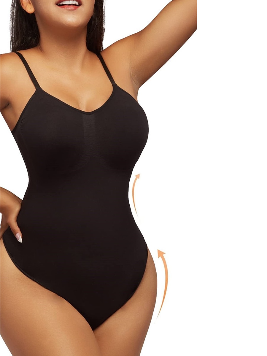 Damen-Bodysuits in Übergröße, figurformend, reine Farbe, modisch, heißer Urlaub, Fitnessstudios, Nylon, atmungsaktive Träger, ärmellos, rückenfrei, Sommer, Frühling, Home-Outfits 2025 - $19.49 -P6