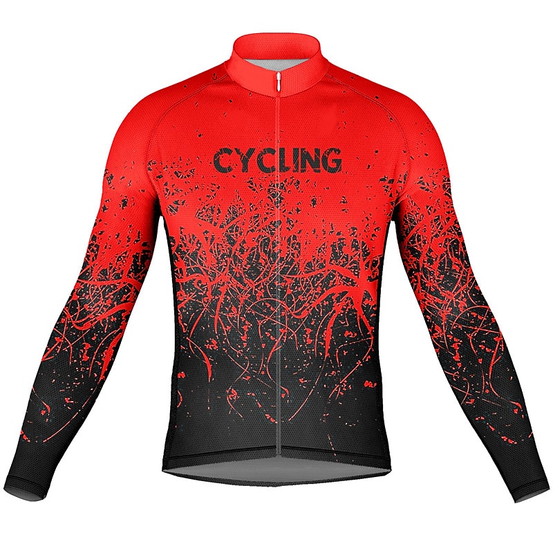 Voor heren Wielrenshirt Lange mouw Fietsen Kleding Bovenlichaam met 3 achterzakken Bergracen Wegwielrennen Ademend Sneldrogend Vochtregelerend Reflecterende strips Geel Rood Oranje Grafisch Polyester 2025 - $32.99 –P10