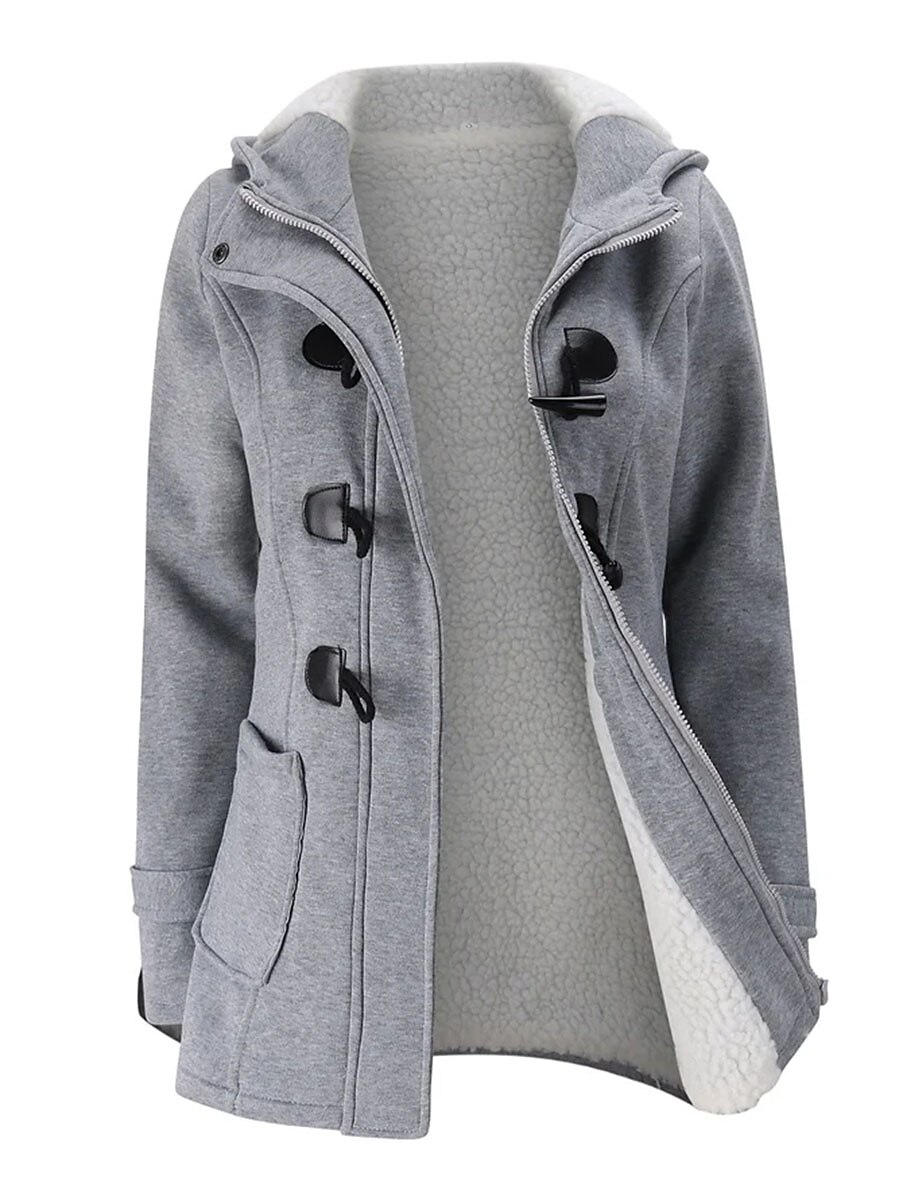 Women's Fleece Park Winter Hoodie Jacket Fall Botton Teddy Coat with Hood Short Coat Windproof Warm Simple Casual Daily Street Jacket Long Sleeve with Pockets Dark 2023 - US $43.99 –P1