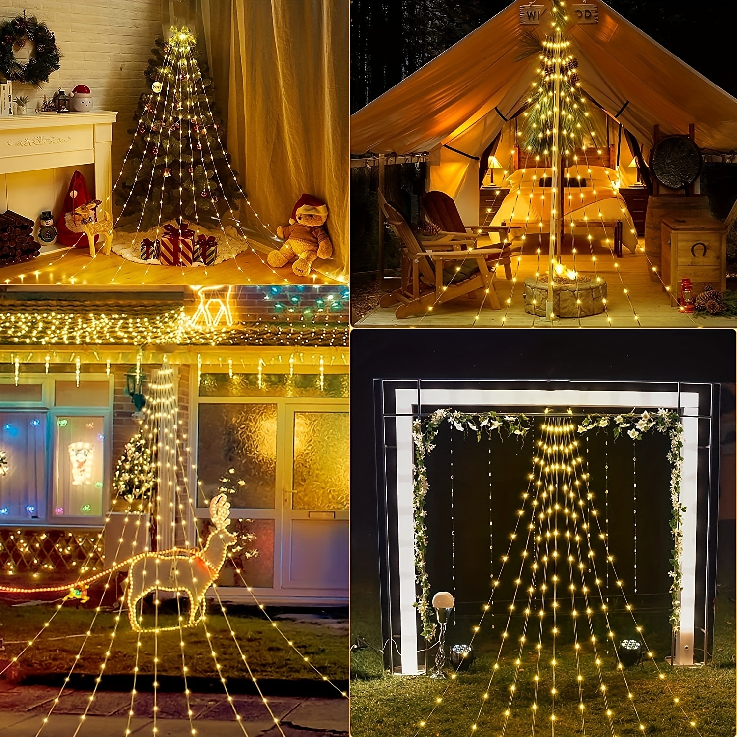 Christmas Decorations Waterfall Christmas Tree Lights with Star +