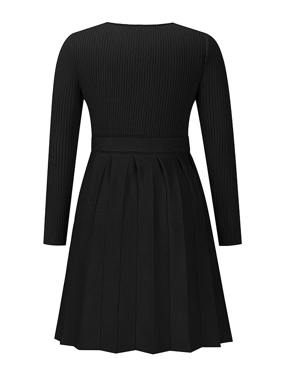 Robe Pull Robe en maille Femme Mini robe Extérieur du quotidien Sortie manche longue Surplis nouer devant Tricot Mode Plein Ample 2023 Noir Vert Kaki S M L XL XXL de 2025 ? $71.99 –P20