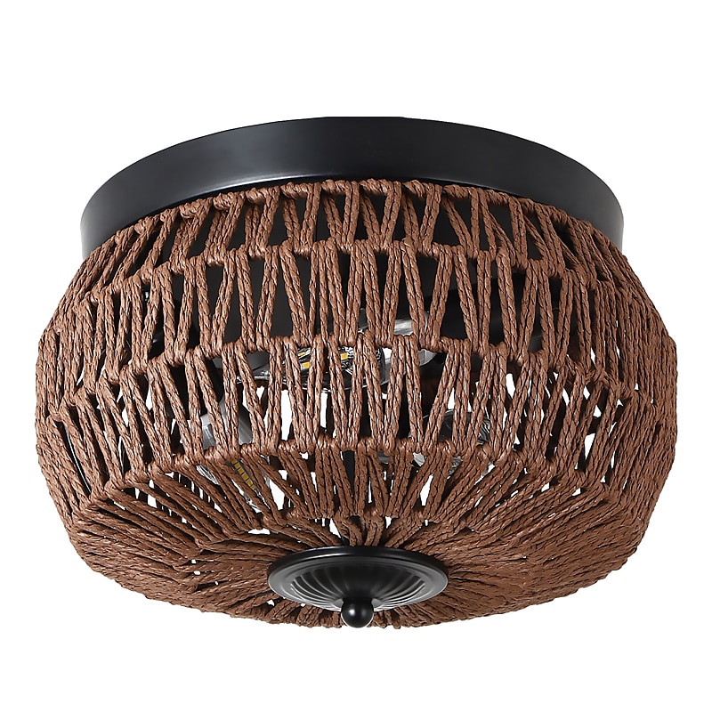 boho lampada da soffitto plafoniera in rattan mini lampada a sospensione in rattan intrecciato plafoniera per piccola camera da letto corridoio ingresso cucina isola fattoria bagno 110-240v del 2025 a $129.99 –P5