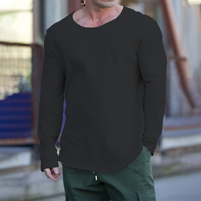 2025年 男性用 スウェットシャツ アプリコット ブラック ホワイト ブルー グリーン クルーネック 平織り スポーツ 日常 祝日 ポリエステル ストリートファッション ベーシック カジュアル 春 & 秋 衣類 パーカー トレーナー 長袖  コレクション – $23.99 –P10