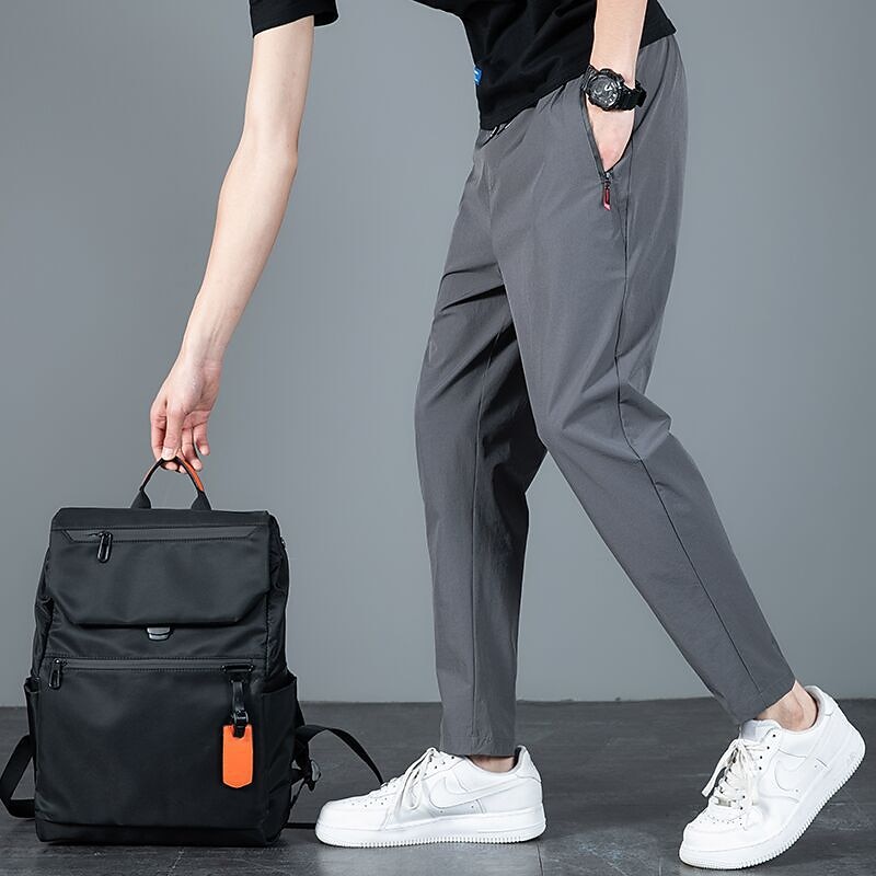 Per uomo Pantaloni Pantaloni casual Pantaloni elasticizzati A cordoncino Vita elastica Tasca con cerniera Tinta unica Asciugatura rapida Giornaliero Abbigliamento di strada Classico Casuale / sportivo del 2026 a $14.99 –P8