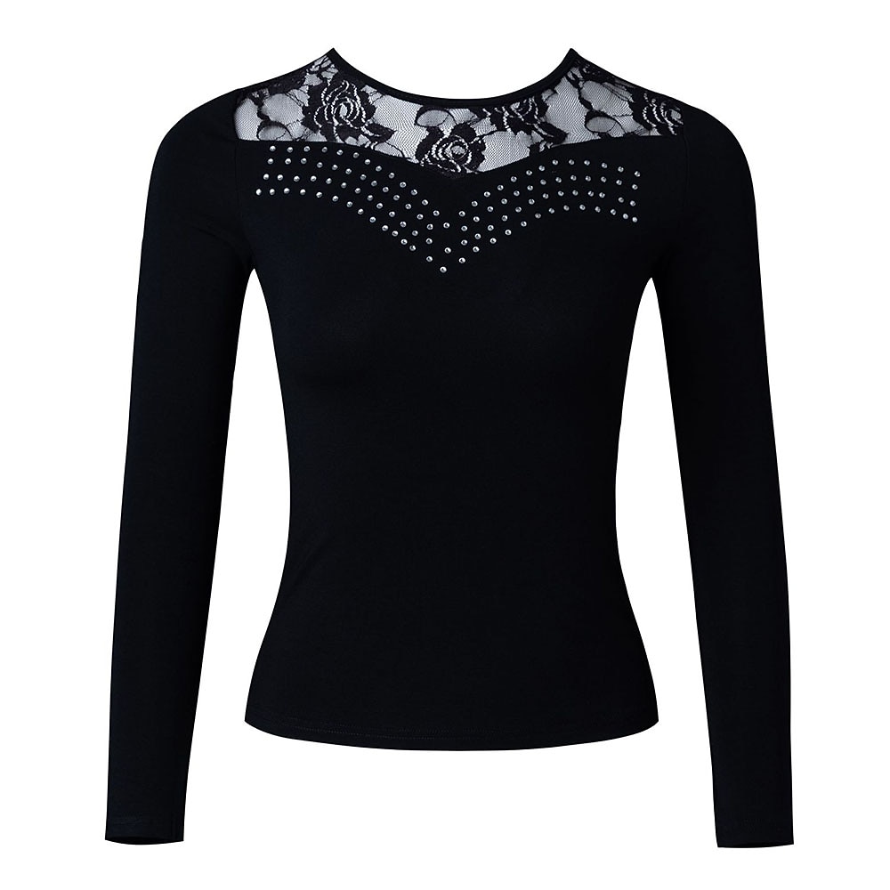 Balli latino-americani Balli da sala Superiore Di pizzo Colore Puro A fantasia Per donna Prestazioni Addestramento Manica lunga Alto Poliestere del 2026 a $36.99 –P1