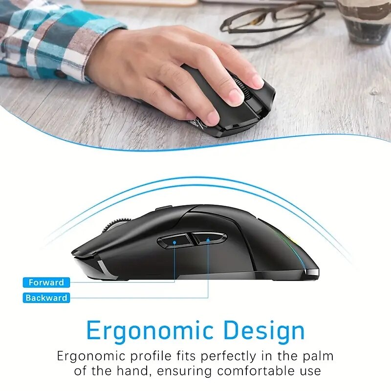 2.4G Wireless Three Mode Mute Game Mouse 4000DPI Adjustable And Rechargeable USB Plug And Play For Desktop Notebook Office PC Optical Mouse 2025 - $47.99 –P5