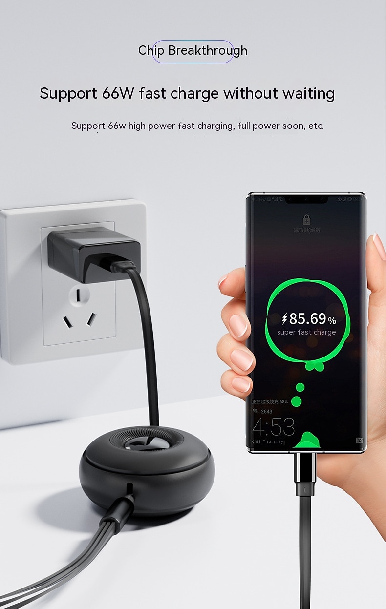 Multi Charging Cable 6A 1Pack 4ft 3 In 1 Retractable Charging Cord Multi USB Cable Fast Charger Cord Adapter With IPhone/Type C/Micro USB Port For Cell Phones/IPhone/Samsung Galaxy/Ps/Tablets And More 2025 - $14.99 –P2