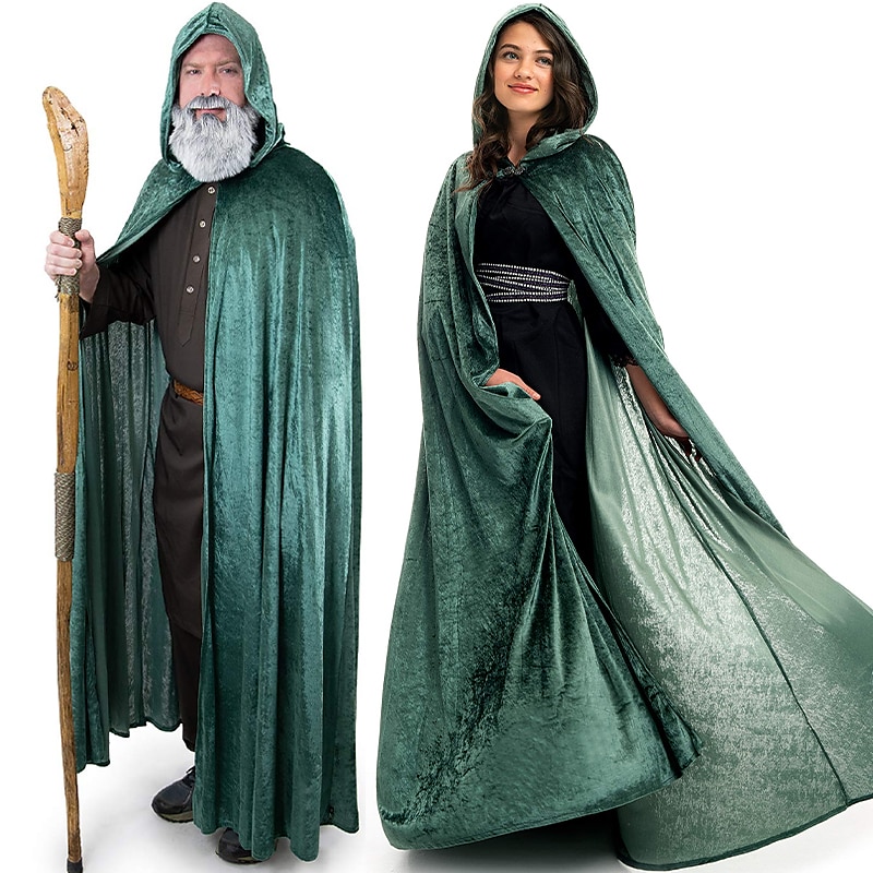 Retro Středověké Punková gotika plášť s kapucí Ren Faire Čerodějnice Čaroděj Viking Unisex Keltské Viking Fantazie předvečer Všech svatých Karneval Výkon Párty Plesová maškaráda Dospělé Přehoz Cel 2025 - $29.99 –P7