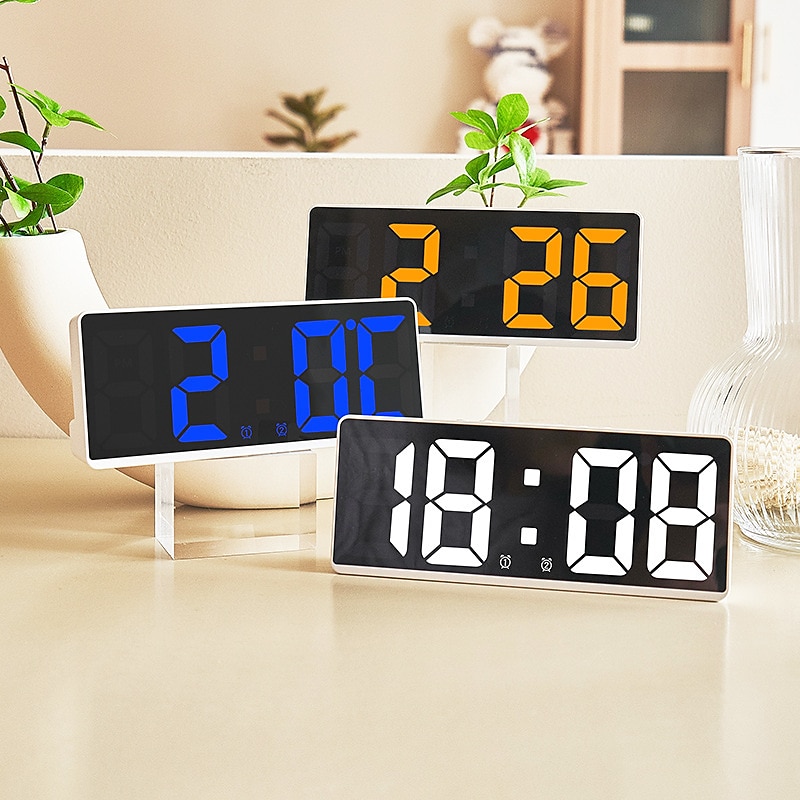 led ρολόι μεγάλης οθόνης ψηφιακό ρολόι κρεβατοκάμαρα ρολόι κομοδίνο Κορεάτικο ρολόι μόδας 2025 - $14.99 –P1
