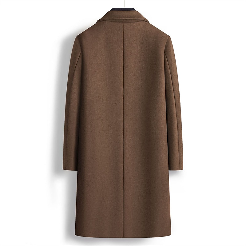 Herr Vinterkappa Rock Peacoat Utomhus Dagliga kläder Höst vinter Polyester Håller värmen Vattentät Ytterkläder Kläder Mode Streetwear Slät Kavajslag Dubbelknäppt 2025 - $80.99 –P6