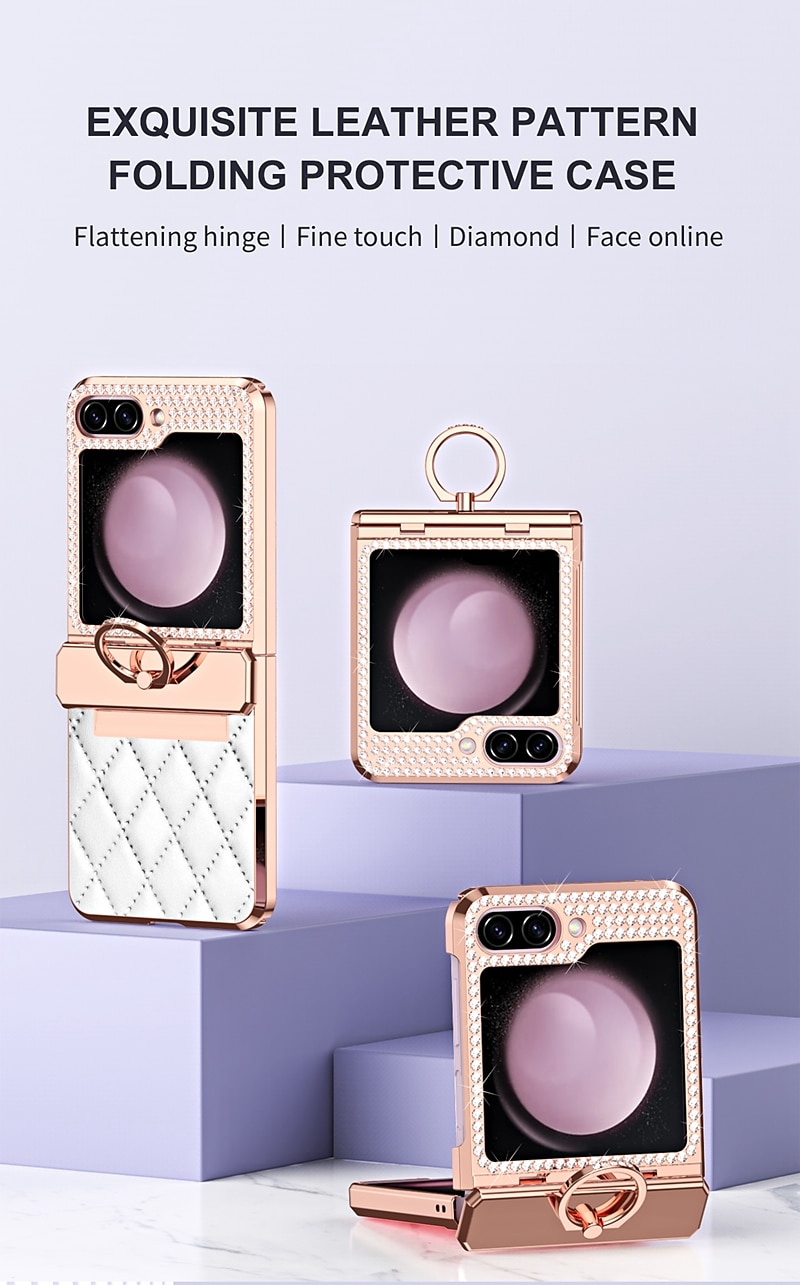 Phone Case For Samsung Galaxy Z Flip 7 Z Flip 6 Z Flip 5 Z Flip 4 Z Flip 3 Back Cover Shockproof Crystal Diamond TPU PU Leather 2025 - $29.99 –P2