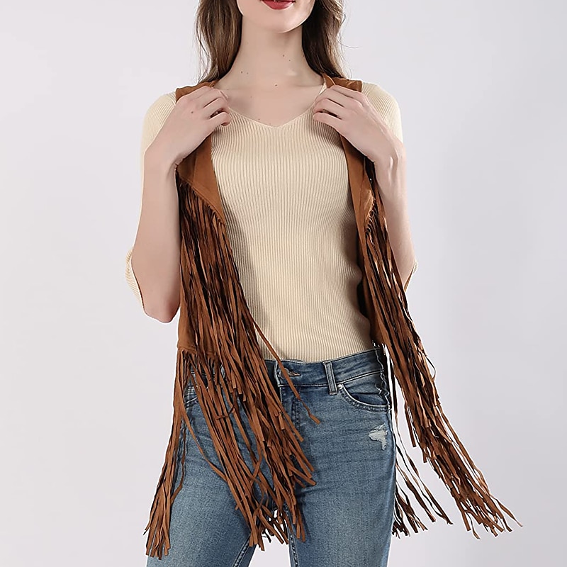 Retro / vintage 1970erne Semsket vest Ermeløs Hippie Dusk Ensfarget Dame Fest / aften Pride-parade Pride måned Voksne Topp 2025 - $22.99 –P2