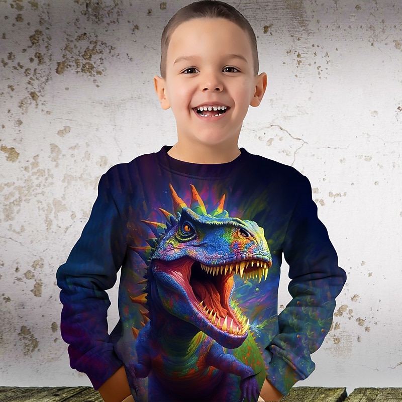 Pojkar 3D Grafisk Djur Dinosaurie Tröja Långärmad 3D-tryck Sommar Höst Mode Streetwear Häftig Barn 3-12 år 4-12 år Utomhus Ledigt Dagligen Normal 2025 - $16.49 –P6