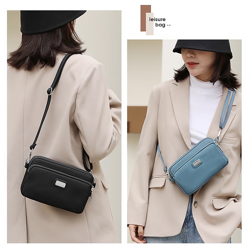 Dam Crossbody-väska Axelväska Hoboväska Nylon Utomhus Dagligen Helgdag Dragkedja Stor kapacitet Vattentät Lättvikt Ensfärgat Ljus och elegant lila Svart Marinblå 2025 - $14.99 –P3