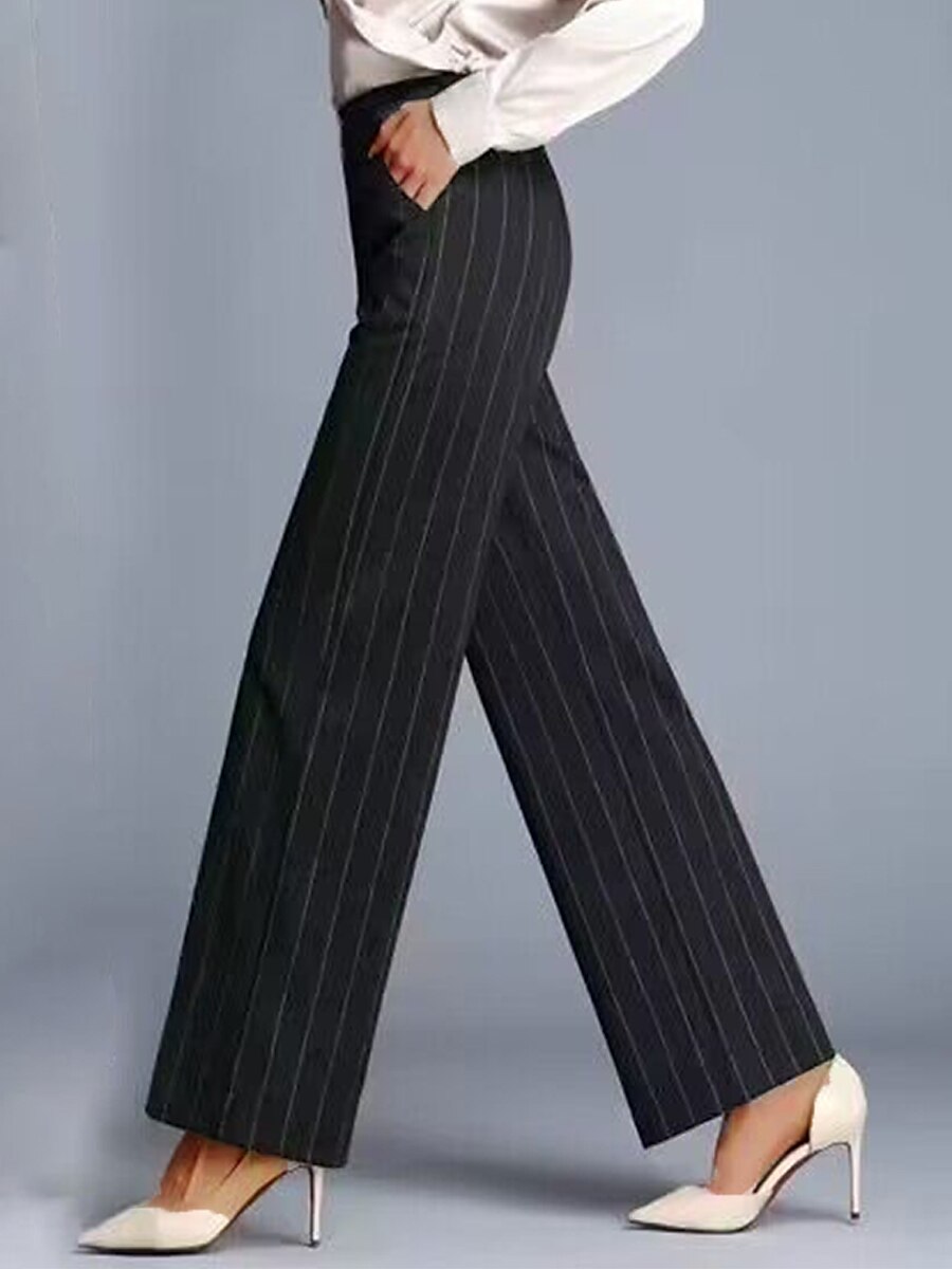 Women‘s Wide Leg Dress Pants Striped Trousers Full Length Fashion Streetwear Street Daily pinstripes XXXL Fall Winter 2023 - US $22.99 –P1