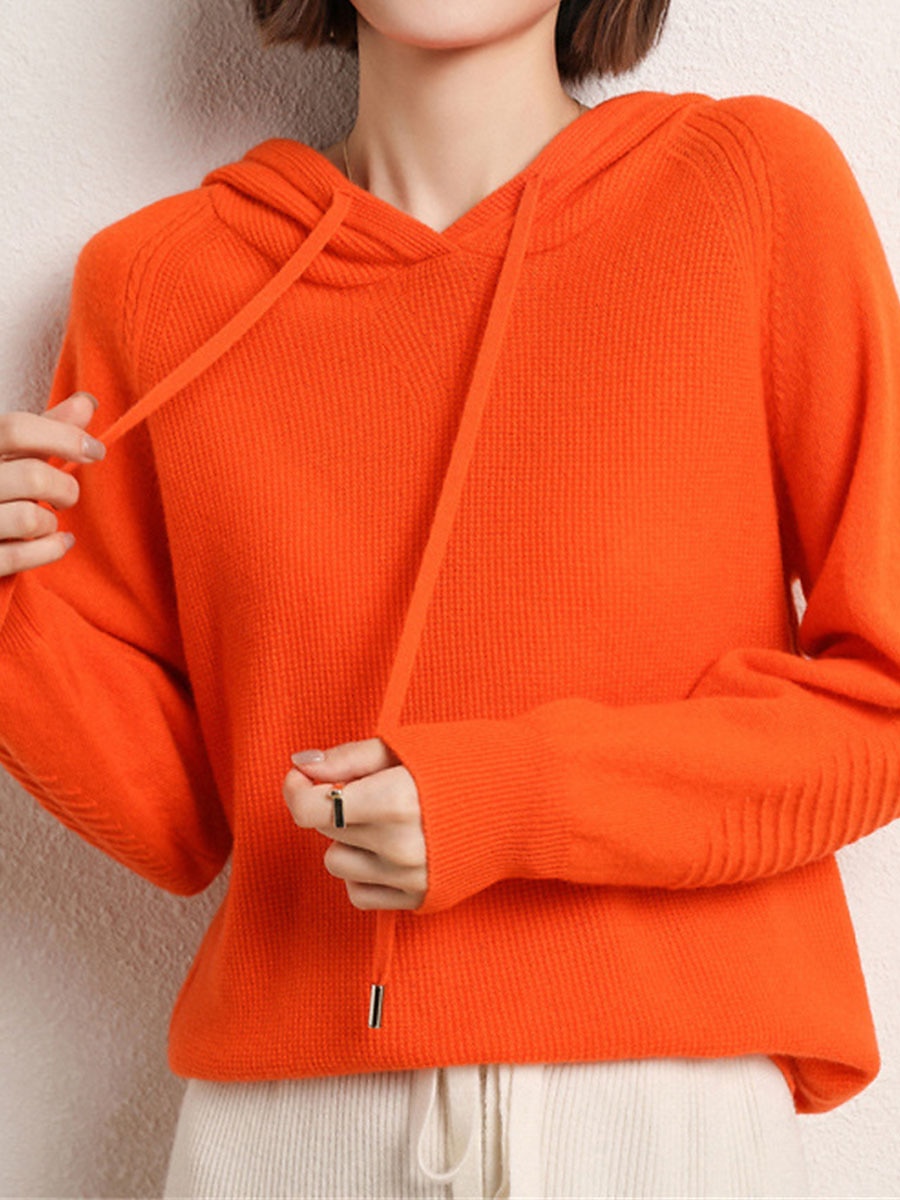 Dam Pullover tröja Stylish Ledigt Mjukt Ensfärgat Ribbad Huva Förstoringar Långärmad Vanliga toppar Sticka Utomhus Dagligen Utekväll Svart Kamel Höst Vinter 2025 - GBP £28.2 –P4