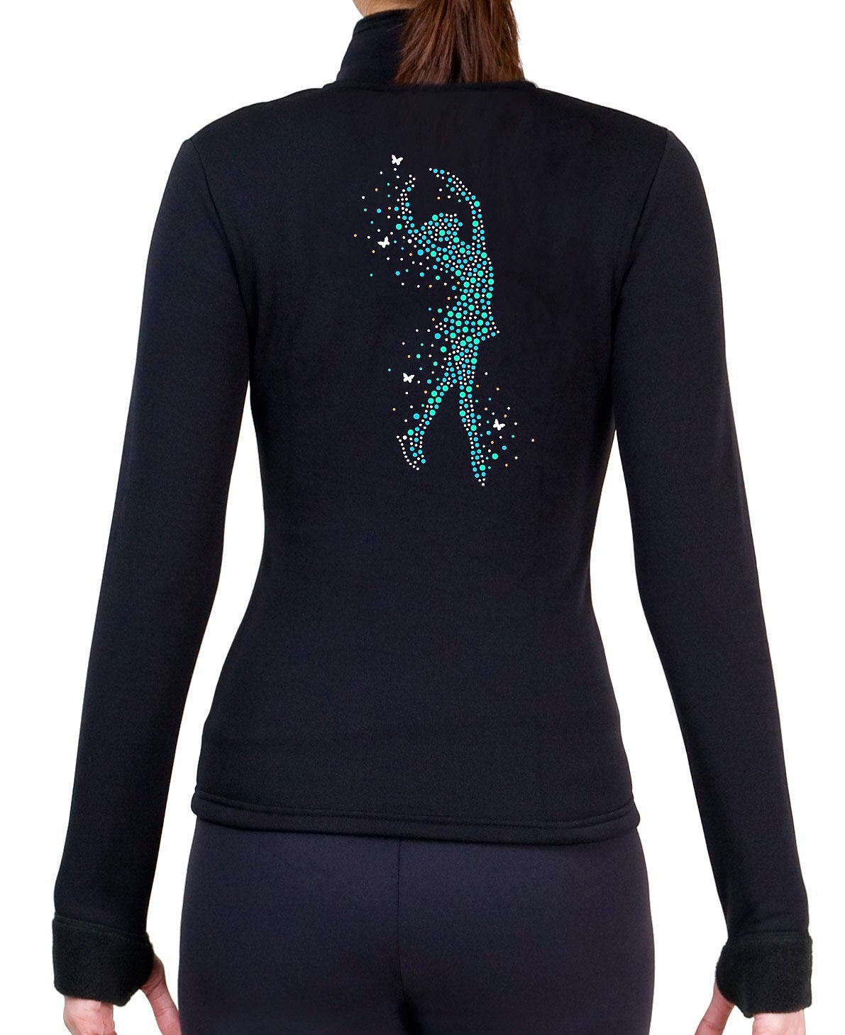 Ensemble Patinage Artistique Fille – Veste Polaire Chaud + Legging Élastique, Patchwork Coloré