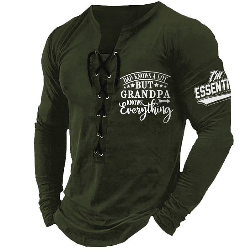 Voor heren Grafisch opa T-shirt Lange mouw T-shirt 3D-afdrukken Overhemd Modieus Dagelijks Buiten Casual Feestdagen Uitgaan Zwart Wit Bordeaux Lente & Herfst Kleding S M L XL 2XL 3XL 2025 - $8.39 –P4