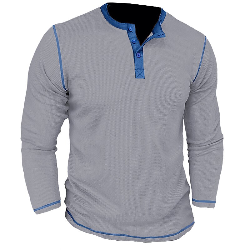 Férfi Gofri póló Gombos póló Póló Henley ing Hosszú ujj Henley Tavasz & Ősz Színes Raglan Sleeve Divat Dizájn Alap Vakáció Utca Alkalmi Sötétbarna Fekete Fehér Férfi felső póló 2025 - $9.39 –P2
