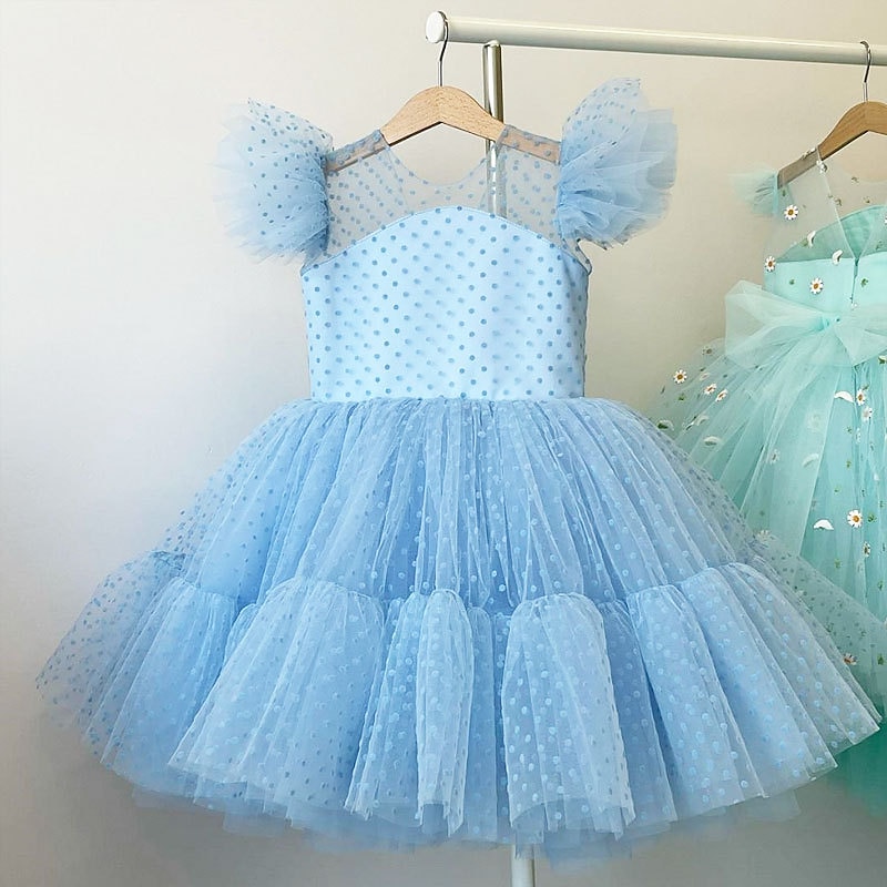 Copii Fete Rochie de petrecere Culoare solidă Manșon scurt Performanță Nuntă Zi de Naștere Dantelă Adorabil Prințesă Frumoasa Bumbac Midi Rochie de petrecere Primăvară Toamnă Iarnă 3-12 ani Alb Verde 2025 - $52.99 –P7