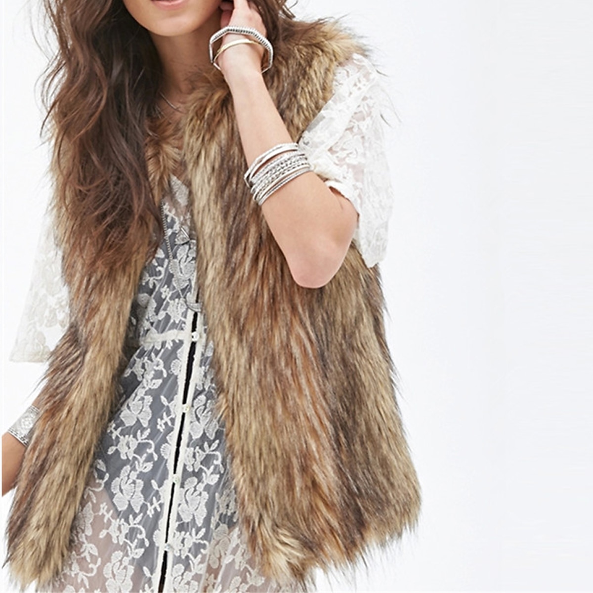 Women's Faux Fur Vest Mink Fur Vest Winter Fleece Gilet Fall Windproof Warm Sleeveless Coat Open Front Jacket Outerwear White Ice Cream 2023 - US $29.99 –P5