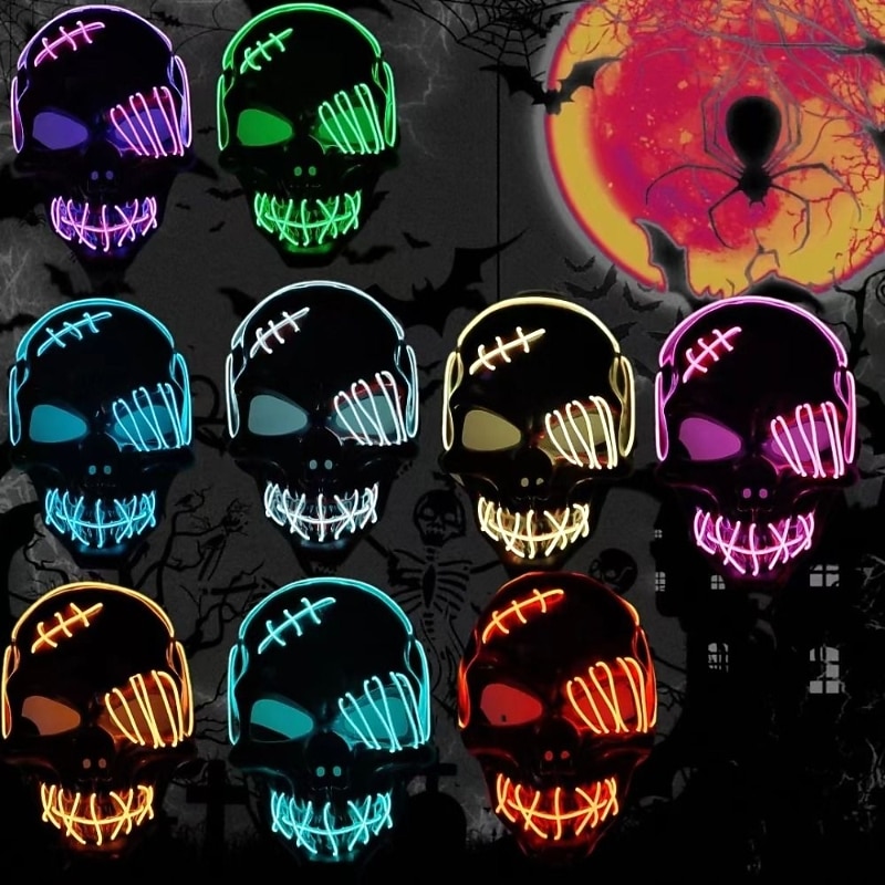 halloween izzó maszk led világít csontváz kalóz maszk halloween maszk fesztiválra cosplay halloween kellékek karneváli ajándékok 2026 - $11.49 –P1