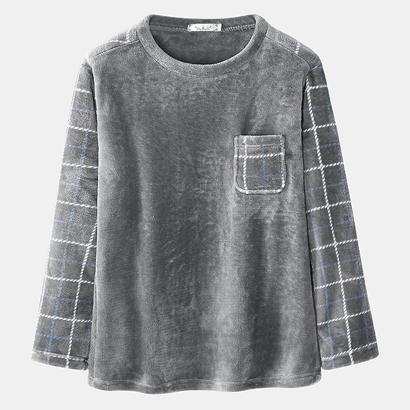 Hombre Ropa de salón Pijama Conjunto pijama Top y pantalón de pijama 2 Piezas Plaid Elegante Casual Confort Hogar Diario Franela Comodidad Cuello Barco Manga Larga Pullover Pantalón Cintura elástica 2025 - $48.99 –P12