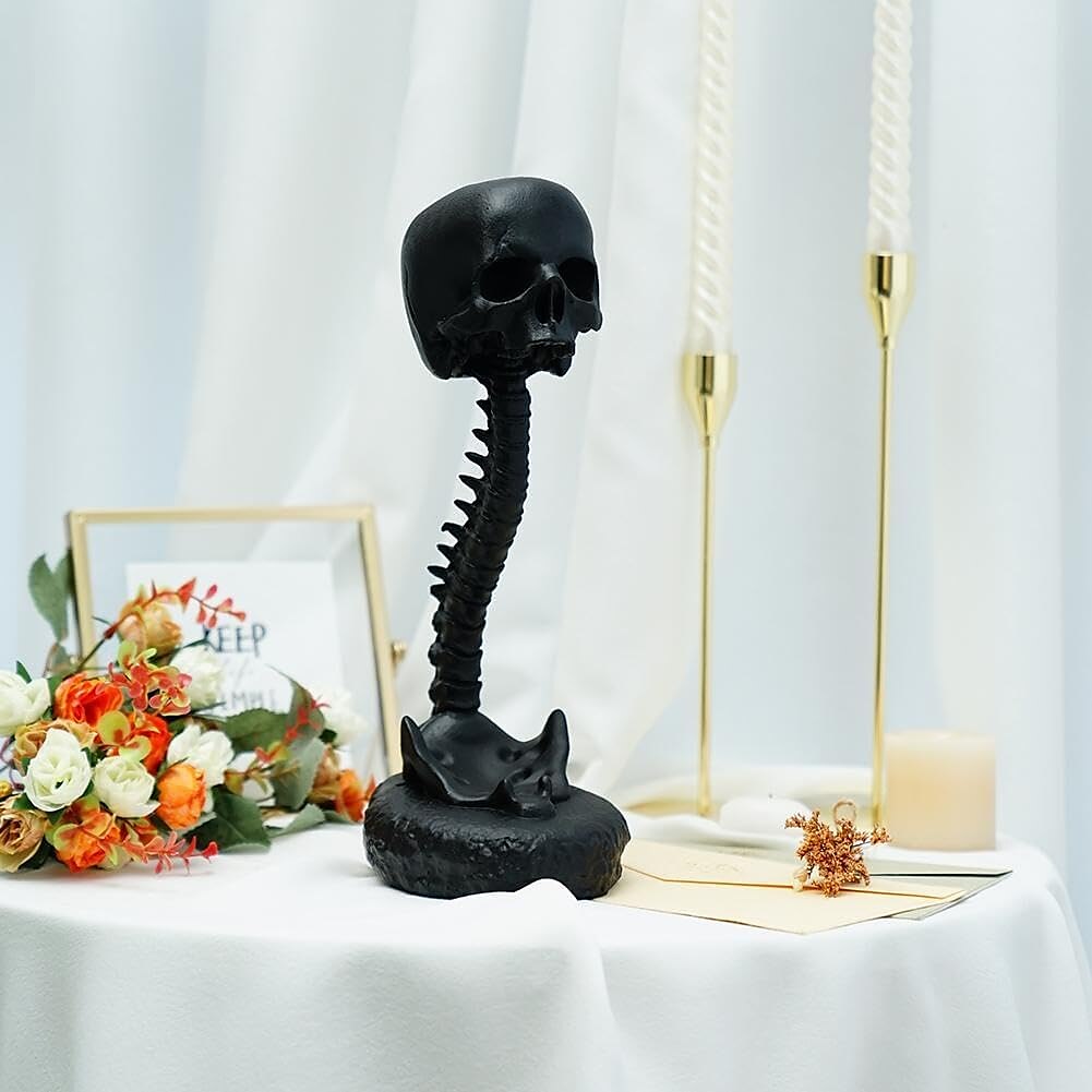 Halloween Skull Planter & Spine Stand, Resin Skull Head Flower Succulent Cactus Planter Pots,or Home Office Desk Decorations Halloween Scene Statue Sculpture Decorations 2025 - $26.99 –P12