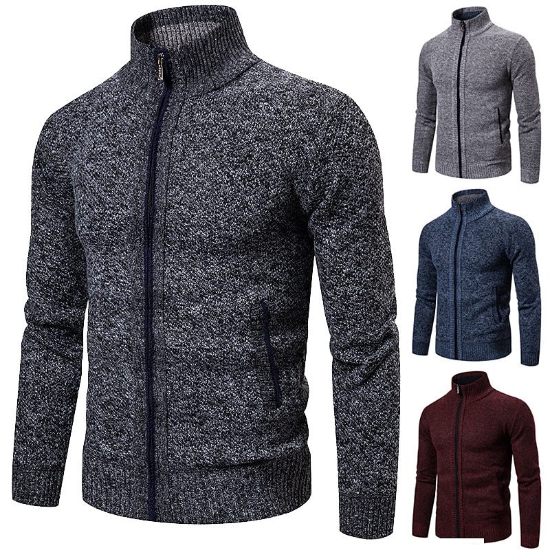 Per uomo Cardigan Maglione Maglione con zip A coste Maglia Standard Tasche Lavorato a maglia Liscio Colletto alla coreana Top caldi Contemporaneo moderno Da tutti i giorni Per uscire Abbigliamento del 2025 a $24.99 –P1