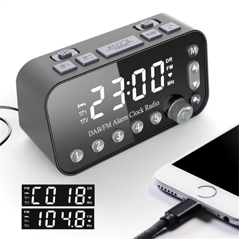 Digital Alarm Clock DAB/FM Radio Backup Dual Alarm Settings Jumbo Screen Display Electronic Desktop Clock with Snooze Function 2025 - $61.99 –P1