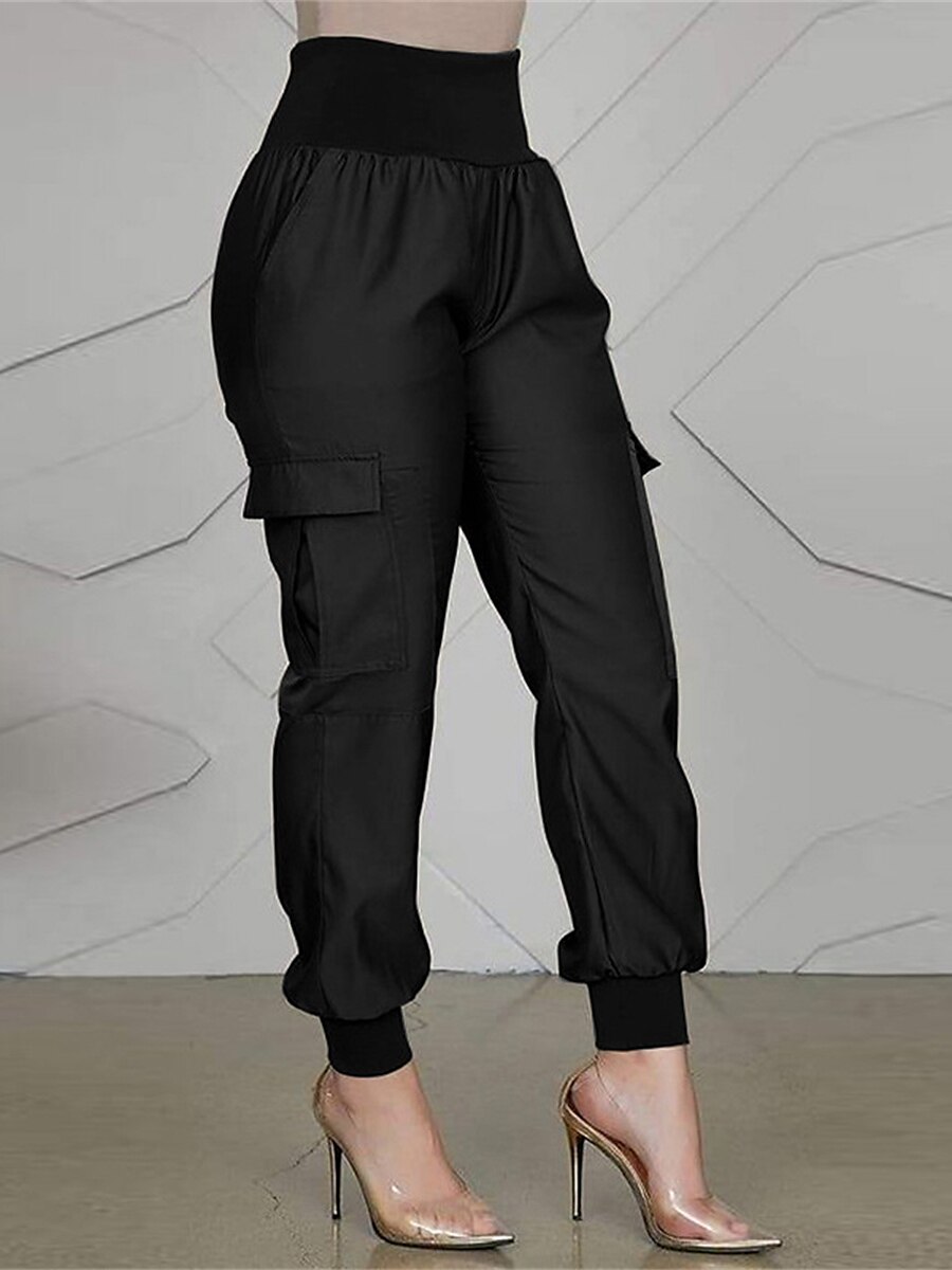 Women's Cargo Pants Pants Trousers Full Length Micro-elastic High Waist Fashion Streetwear Street Daily Black khaki S M Fall Winter 2023 - US $29.99 –P3