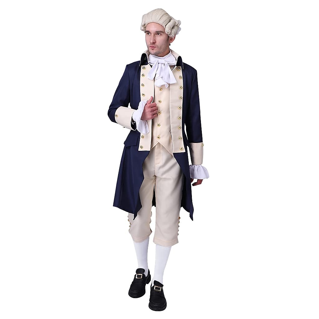 set con camicia gilet trench pantaloni parrucca coloniale 2*berretti per parrucca abito vittoriano da uomo alexander hamilto retro vintage rococò 17th secolo costume cosplay halloween masquerade del 2025 a $151.99 –P6