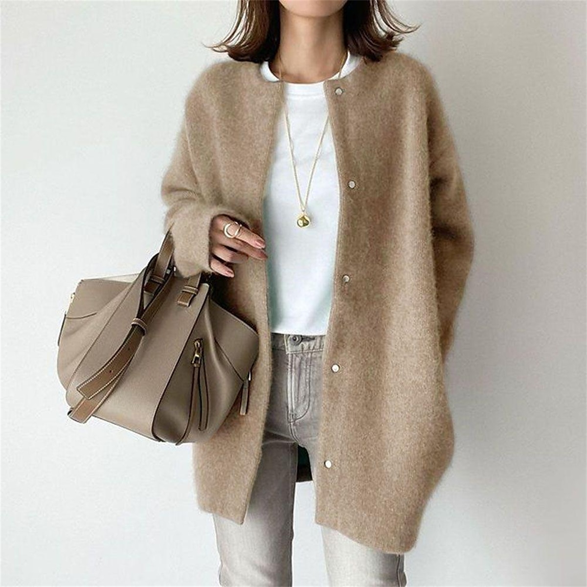 Women's Casual Jacket Fall Winter Wool Blend Regular Coat Windproof Warm Casual Daily Street Jacket Long Sleeve Black with Pockets 2023 - US $31.99 –P2