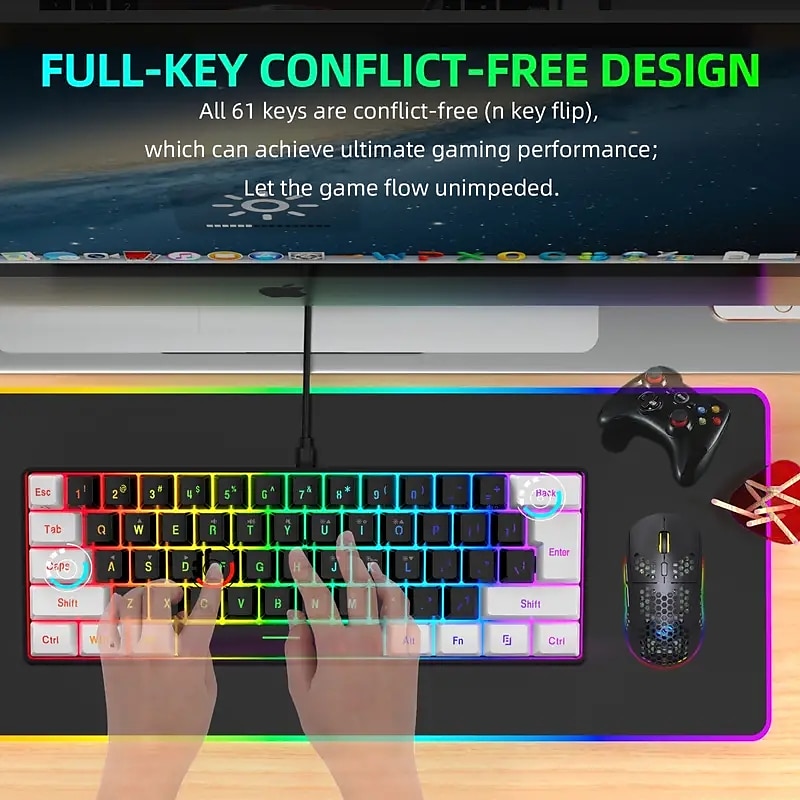 2025年 有線ゲーミングキーボード小型 rgb バックライト付き膜ゲーミングキーボード超コンパクトミニ防水キーボード pc コンピュータゲーマー  コレクション – $39.99 –P4