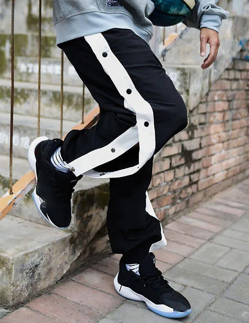 Men's Joggers Tear Away Pants Trousers Straight Leg Sweatpants Pocket Elastic Waist Side Button Plain Comfort Breathable Outdoor Daily Going out Fashion Casual Black 2026 - $16.49 –P5