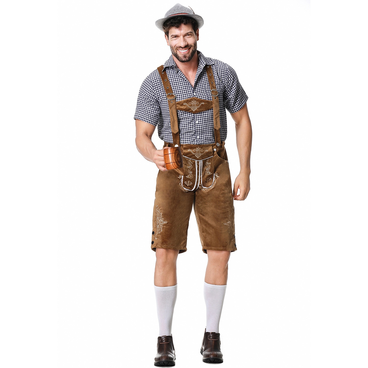 Oktoberfest lederhosen Skjorta Bayersk Bavarian Tyska Ängar Herr Traditionell stil tyg Blus Shorts Hatt 2026 - $66.99 –P17