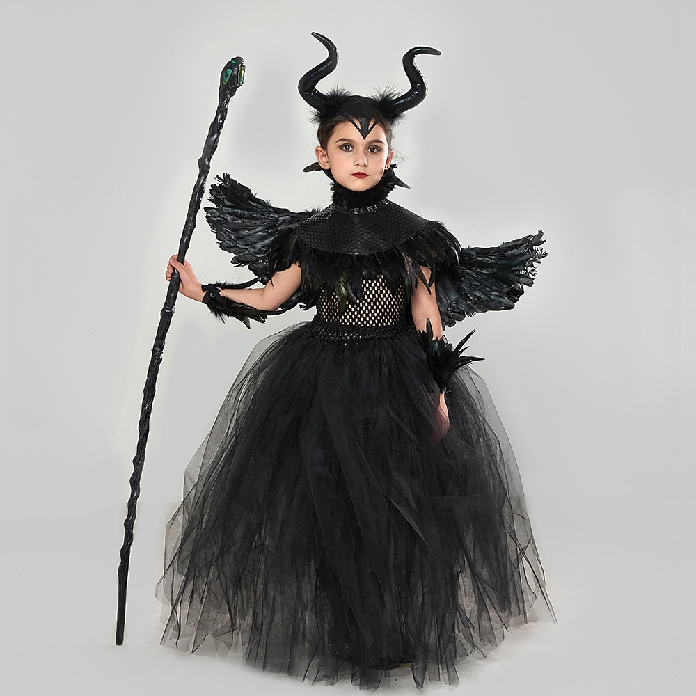 Halloween Hexe Maleficent Walpurgisnacht Kleid Cosplay Kostüm Tutu Kinder Mädchen Cosplay Halloween Leistung Party Halloween Halloween Karneval Maskerade Einfaches Karnevalskostüm 2025 - $48.99 –P3