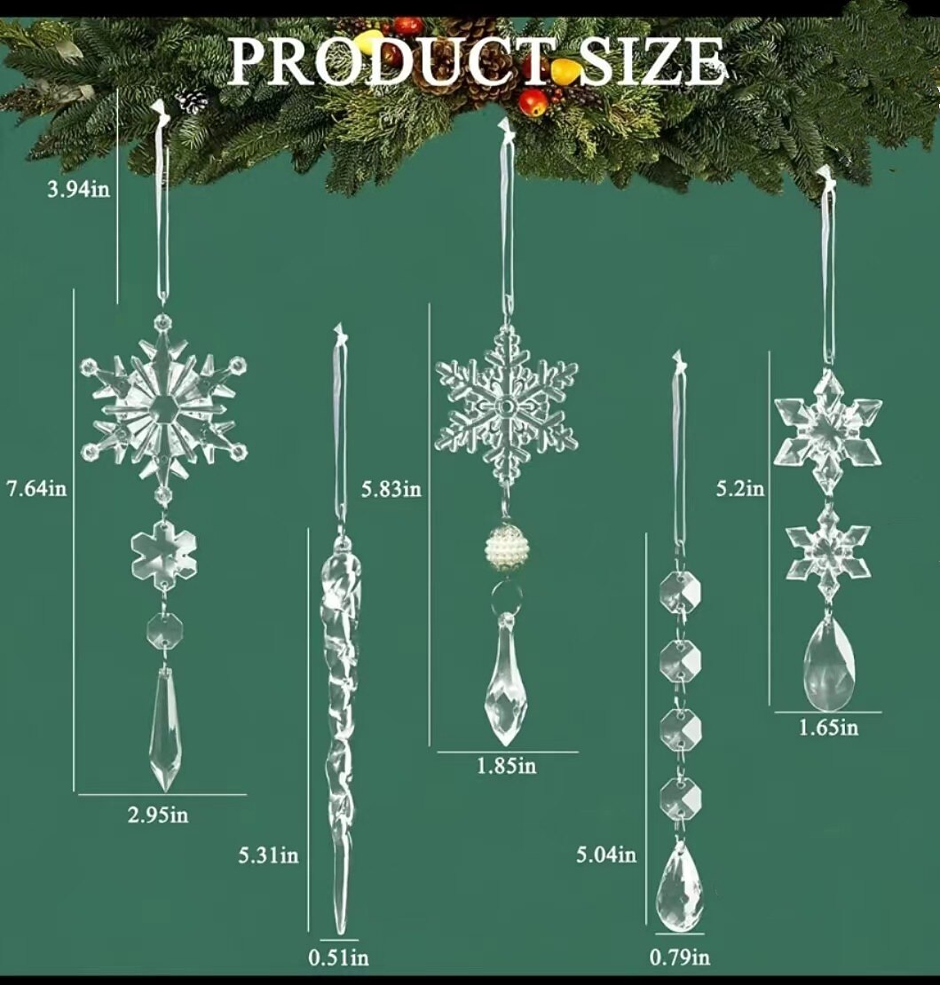 10 peças de enfeites de natal de cristal para decorações de árvores - enfeites de pingente de floco de neve de acrílico pendurados com pingentes de gota para decorações de cristais de lustre do país das maravilhas do inverno suprimentos de 2025 por $13.49 –P3