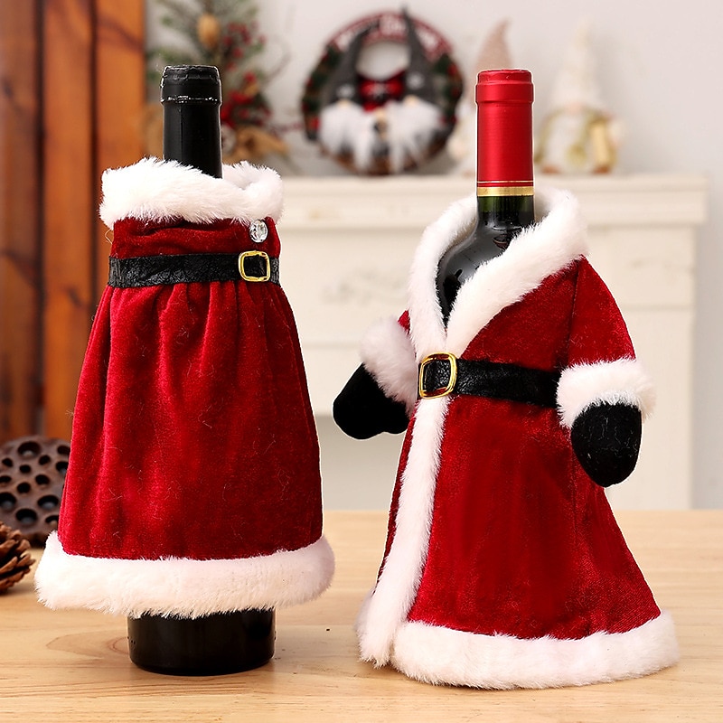 Christmas Wine Decoration Creative Red Wine Bag, Christmas Dress Wine Bottle Cover, Christmas Skirt Wine Bottle Decoration, Christmas Red Wine Cover 2025 - $6.49 –P2