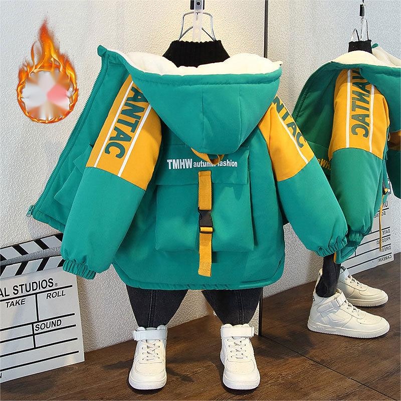 Barn Pojkar Fleece-jacka Hoodiejacka Ytterkläder Grafisk Färgblock Nummer Långärmad Dragkedja Täcka Utomhus Förtjusande Dagligen Automatisk sammetsjacka med knappar svart Stor sammetsjacka bakficka 2025 - $36.99 –P9