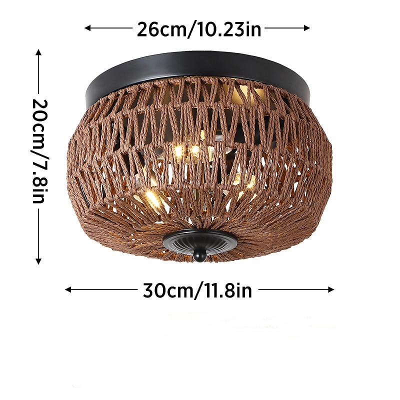 boho lampada da soffitto plafoniera in rattan mini lampada a sospensione in rattan intrecciato plafoniera per piccola camera da letto corridoio ingresso cucina isola fattoria bagno 110-240v del 2025 a $129.99 –P3