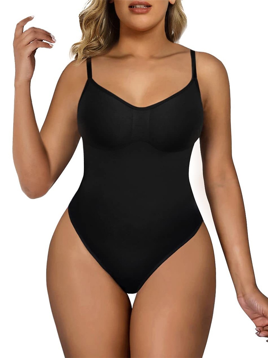 Damen-Bodysuits in Übergröße, figurformend, reine Farbe, modisch, heißer Urlaub, Fitnessstudios, Nylon, atmungsaktive Träger, ärmellos, rückenfrei, Sommer, Frühling, Home-Outfits 2025 - $19.49 -P3