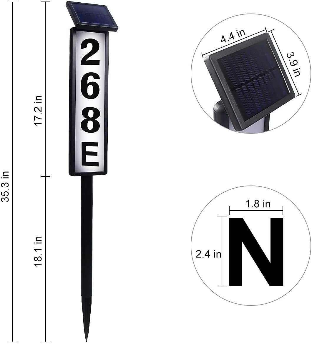 signe de numéro de maison solaire lettres d'éclairage à LED solaire signes d'adresse solaires imperméables pour la cour plaque d'adresse d'éclairage à LED solaire pour la maison et la maison de 2025 ? $46.99 –P4