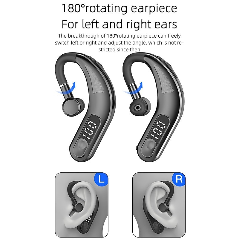 Painless Wear Earhook Bluetooth Earphone Handsfree Wireless Bluetooth Headset Stereo In-Ear Headphone with Mic for Business Driver Trucker Hand-free Calling 2025 - $16.99 –P10