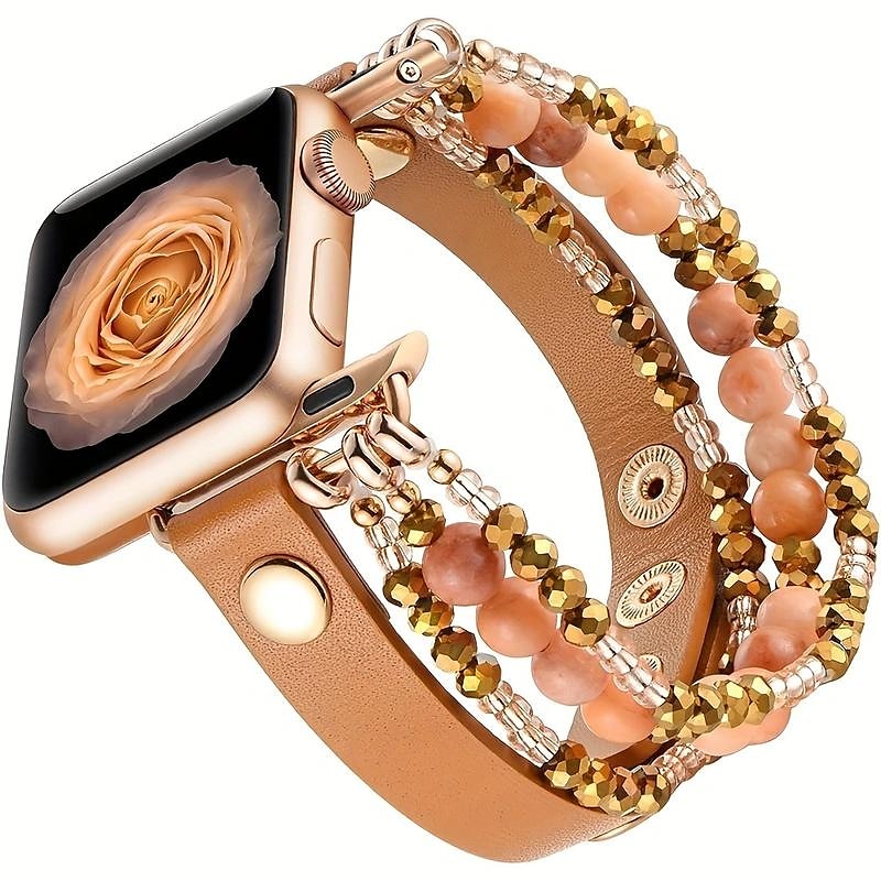 Compatível com Pulseira Apple Watch 38mm 40mm 41mm 42mm 44mm 45mm 49mm Feminino Purpurina Couro PU Contas pulseira de substituição para iwatch Ultra 2 Series 9 8 7 SE 6 5 4 3 2 1 de 2025 por $21.99 –P4