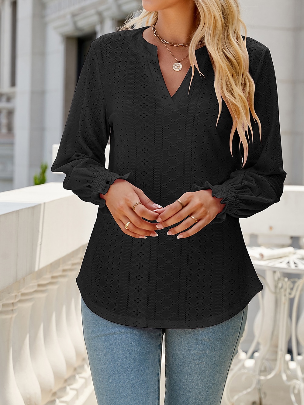 Chemise Chemisier Femme Noir Blanche Rose Claire Couleur unie Ouvert du quotidien Mode Col de Chemise Standard S de 2025 ? $19.99 –P5